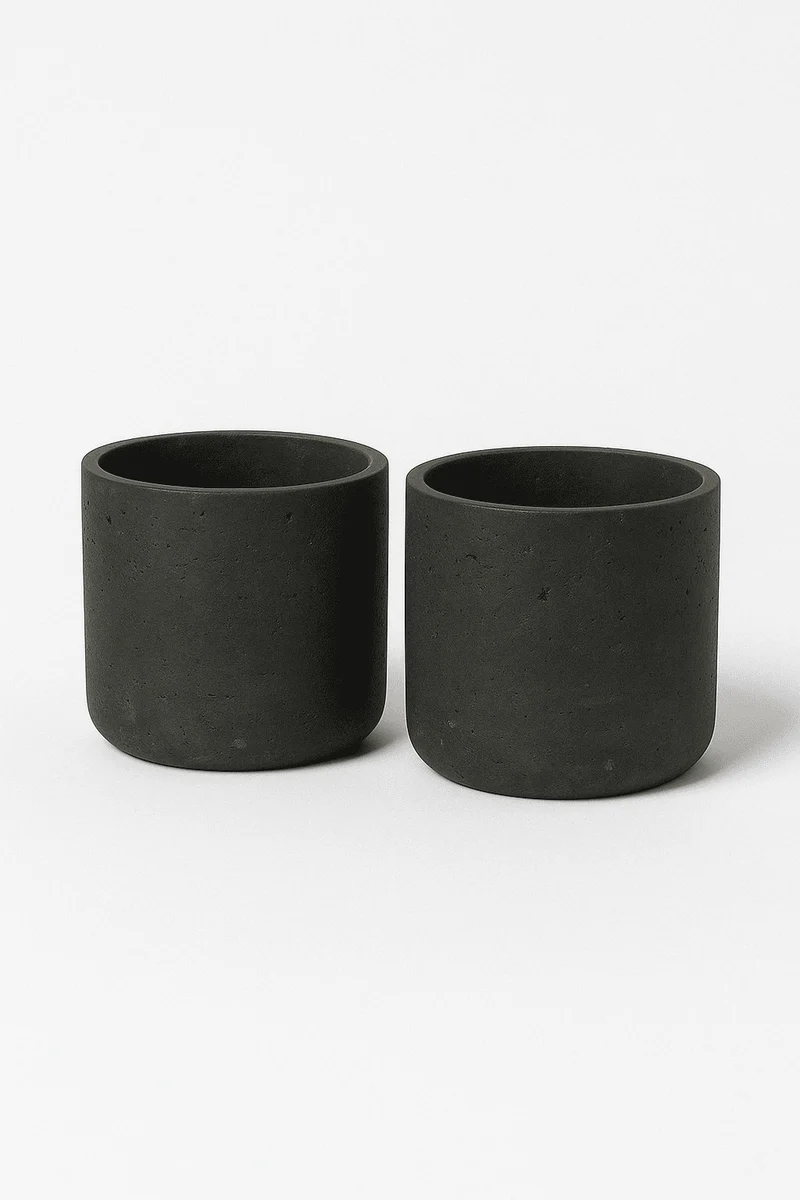 Übertöpfe Charlie Schwarz, 2er-Set Ø:18 cm aus glasfaserverstärktem Ton