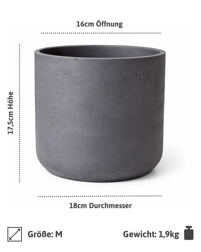Übertöpfe Charlie Schwarz, 2er-Set Ø:18 cm aus glasfaserverstärktem Ton