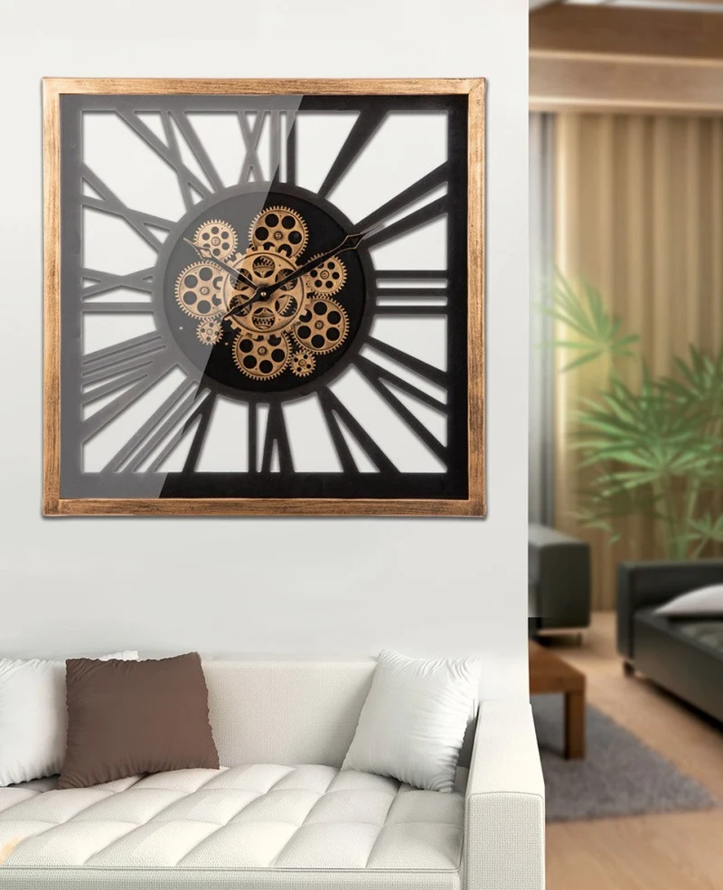Wanduhr "Dente" mit beweglichen Zahnräder 54 x 54cm