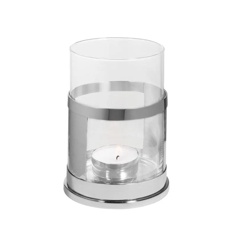 DOMO Windlicht mit Glas silberfarben