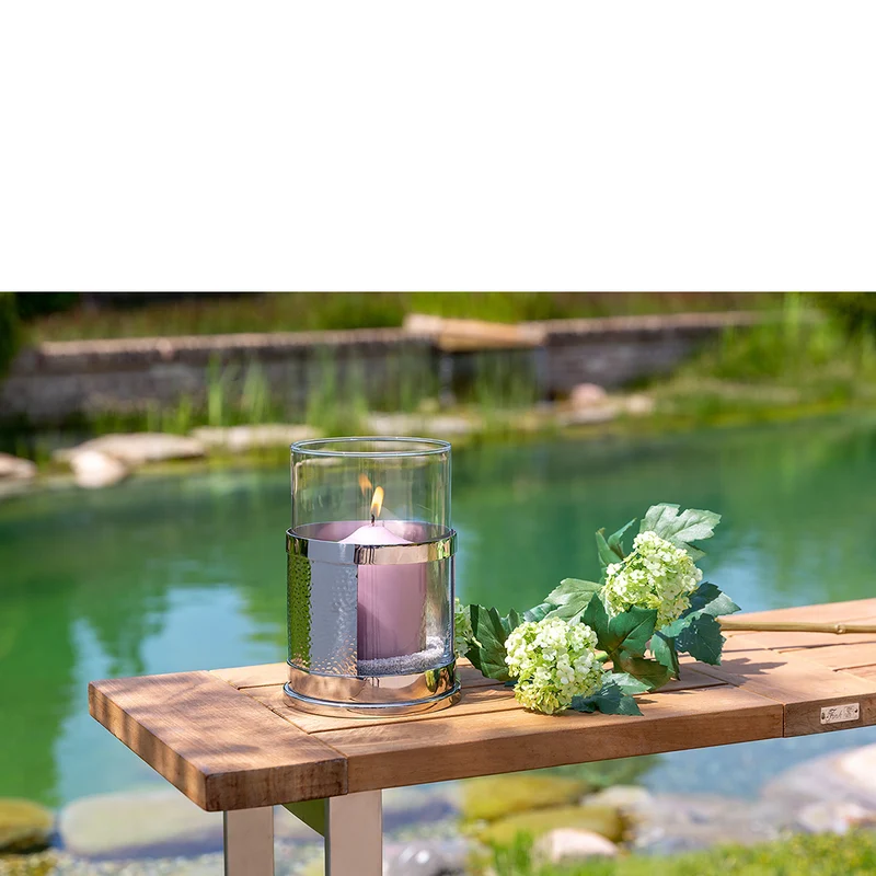 DOMO Windlicht mit Glas silberfarben