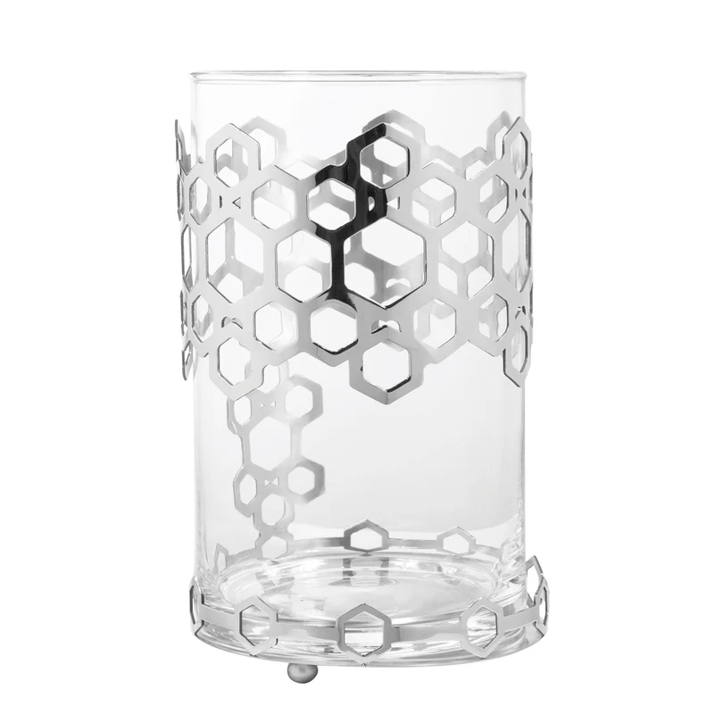 DELIGHT Windlicht mit Glas silberfarben