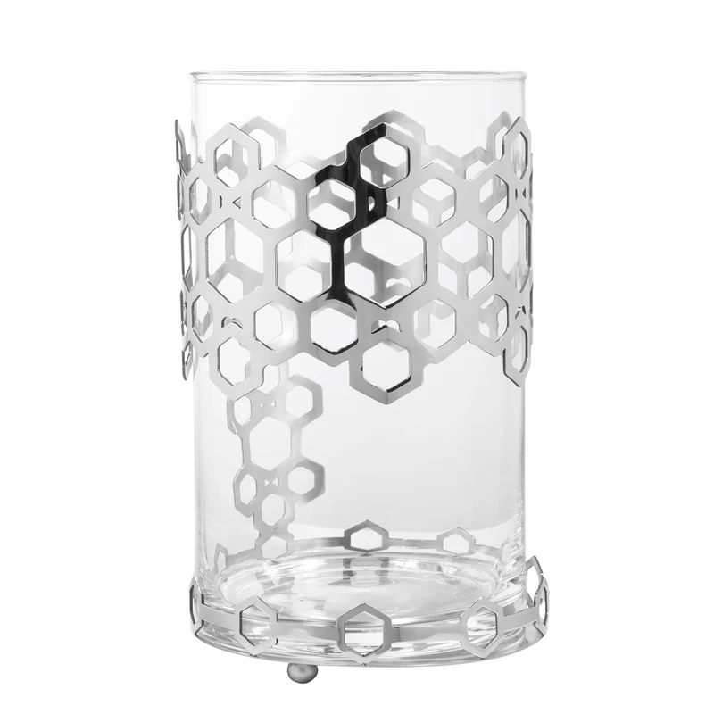 DELIGHT Windlicht mit Glas silberfarben