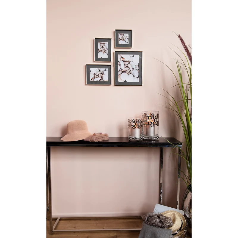DELIGHT Windlicht mit Glas silberfarben