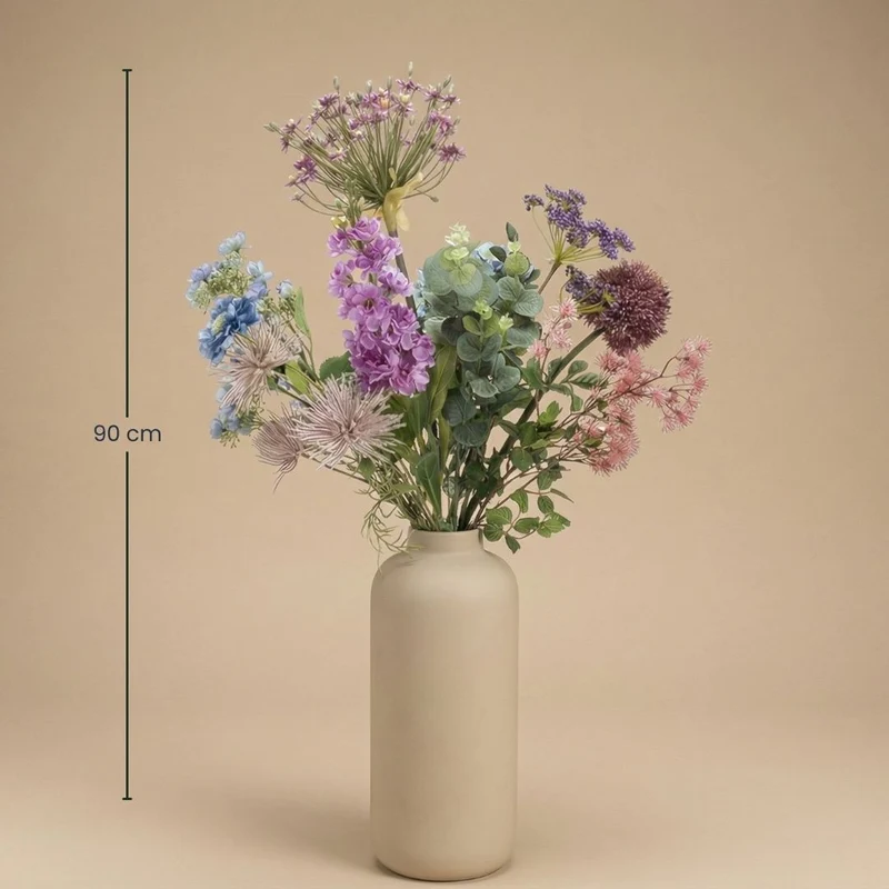 Artificial Flower Bouquet - Purple Bloom Deluxe - Real Touch - 10 Stems - ↑ 90 cm