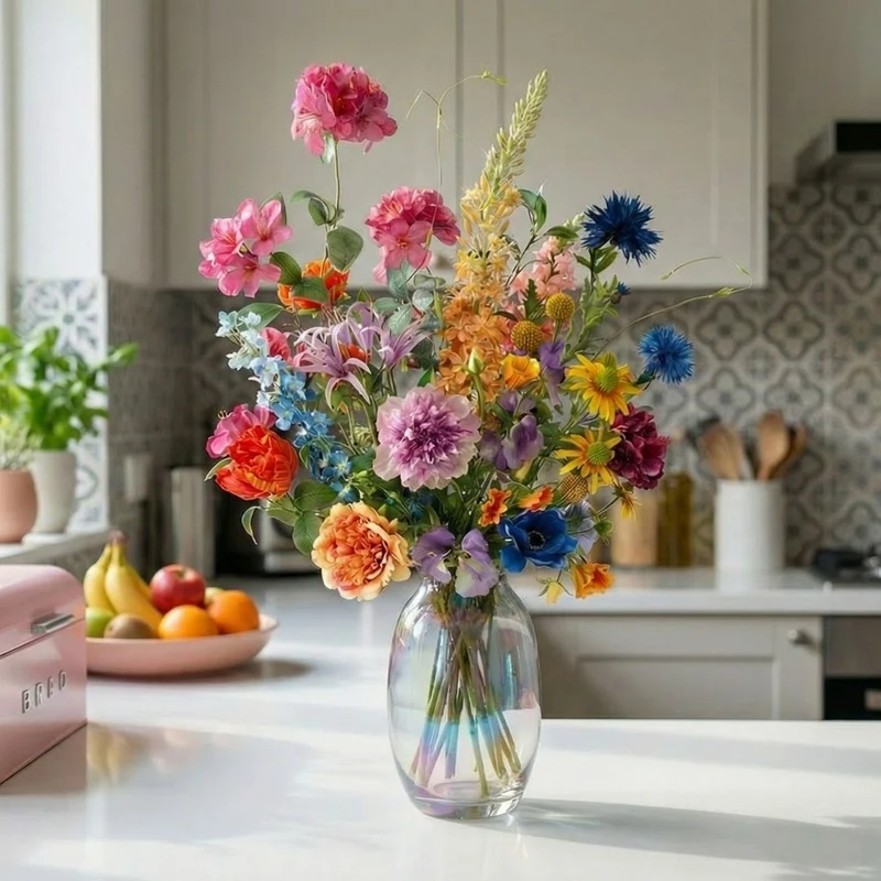 Artificial Flower Bouquet - Summer Garden Deluxe - Real Touch - 19 Stems - ↑ 100 cm
