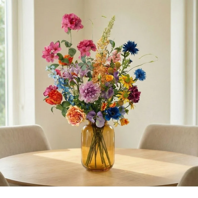 Artificial Flower Bouquet - Summer Garden Deluxe - Real Touch - 19 Stems - ↑ 100 cm