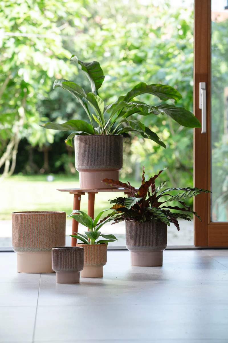 Midnight ribbed planter - Blue earthenware - Large plant pot - Ø 24.5 cm ↑ 28.5 cm