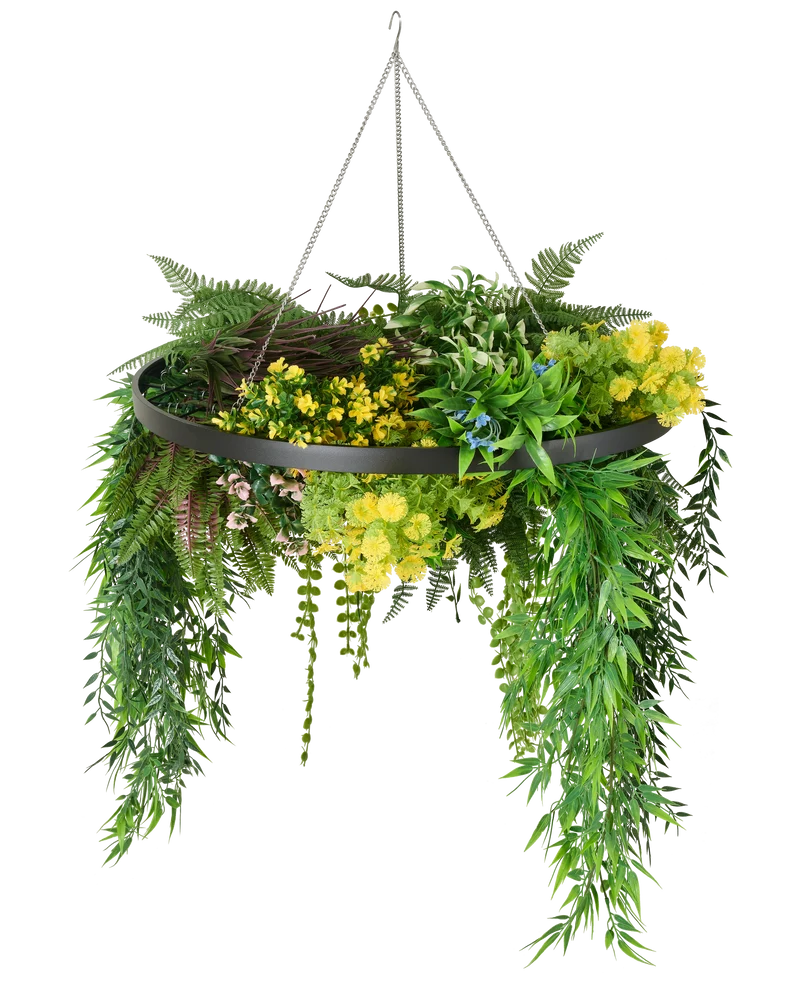 Kunst hangplant varen UV 60 cm in ring goud