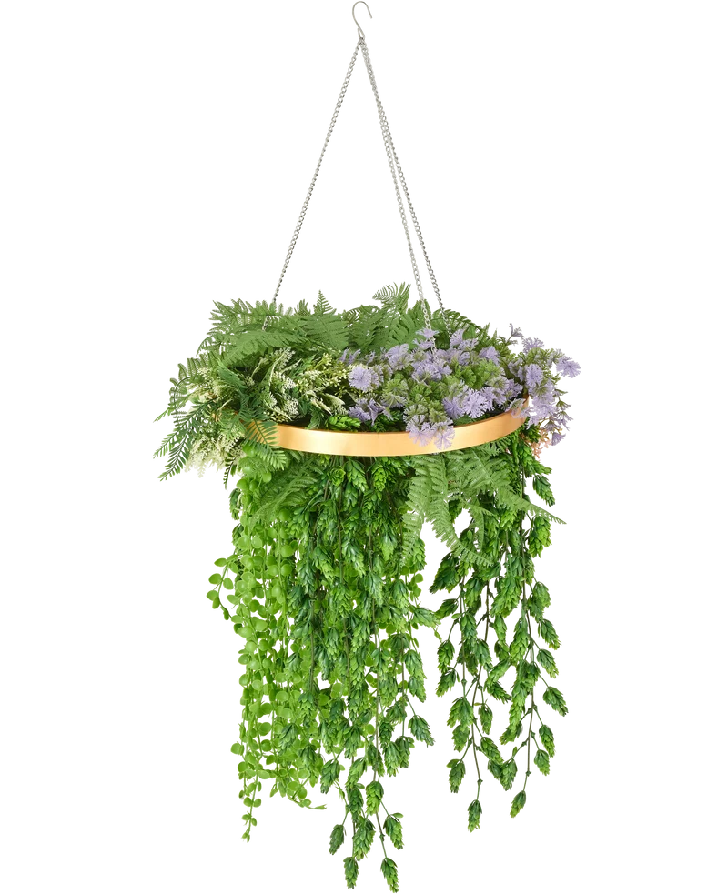 Kunst hangplant varen UV 40 cm in ring goud
