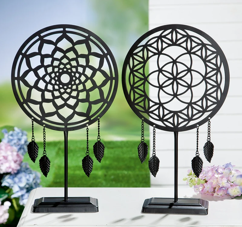 GILDE Standrelief Ornament Traumfänger 2er Set H.44cm