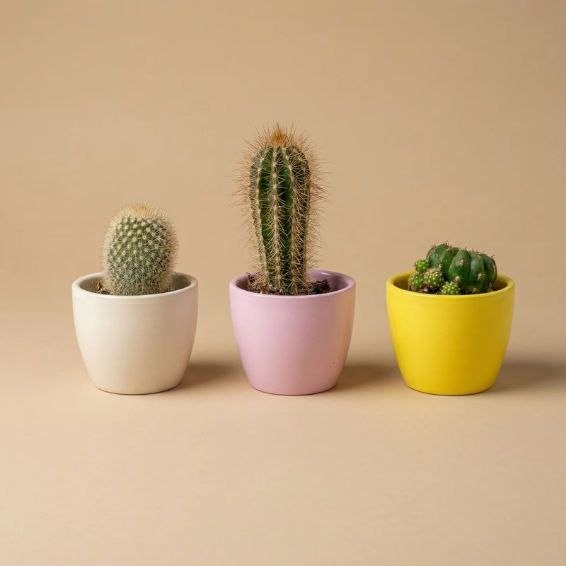 Plant set of 3 with mini pot - Pastel Spring - Mixed plants - Ø 6 cm