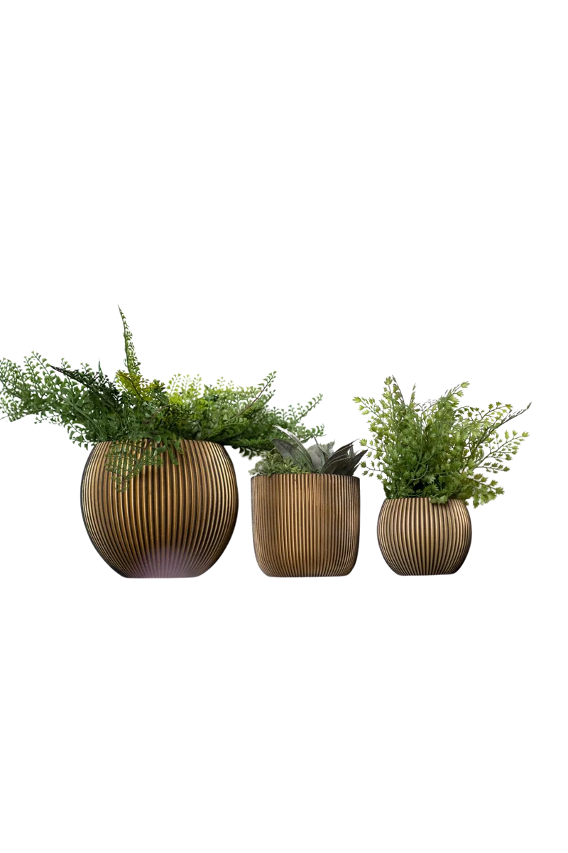 Blumentopf Kugel Groove 25x23 Gold Schwarz