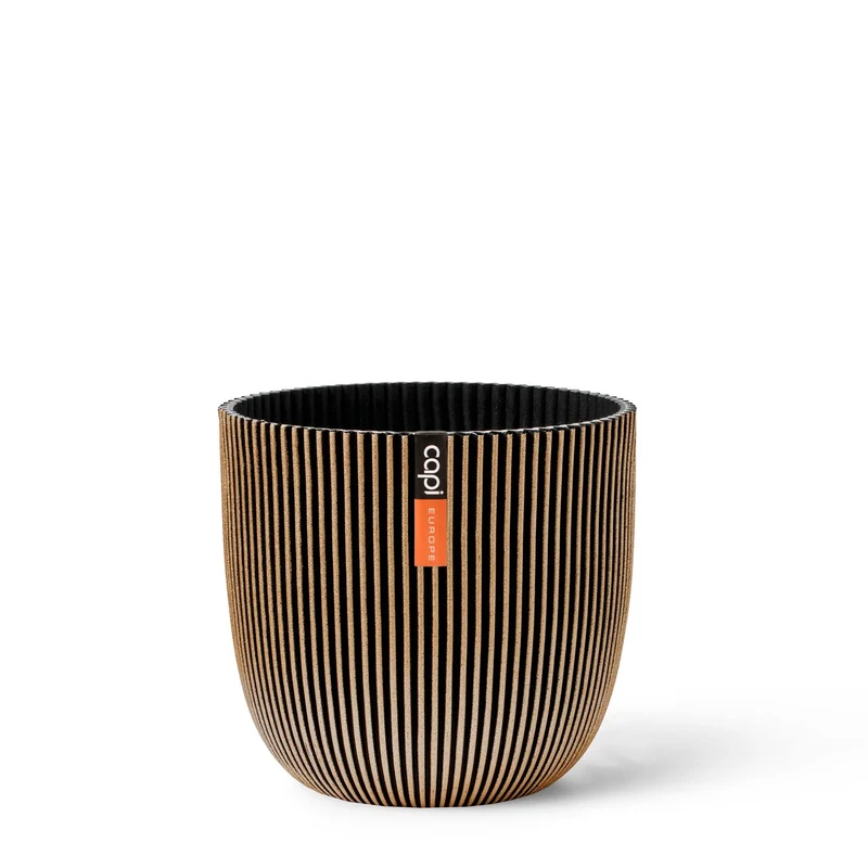 Blumentopf Kugel Groove 16,5x15 Gold Schwarz