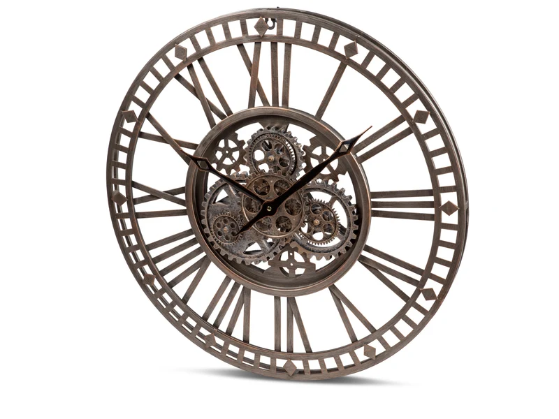 Wanduhr Ø 60cm mit beweglichen Zahnräder Antik
