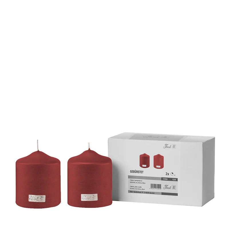 CANDLE metallic Stumpenkerze rot