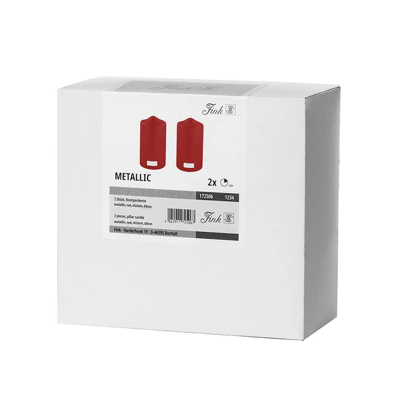 CANDLE metallic Stumpenkerze rot