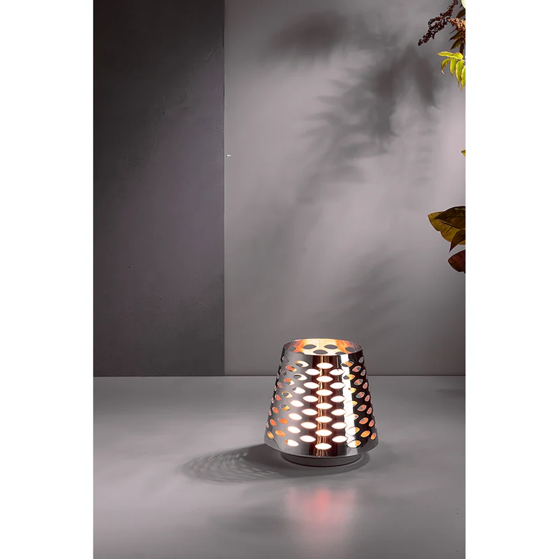 LUMA Windlicht mit LED-Leuchtzylinder silberfarben