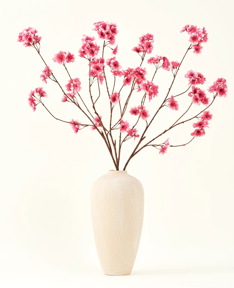 Zijden kunstbloemen boeket Kersenbloesem fuchsia 114 cm