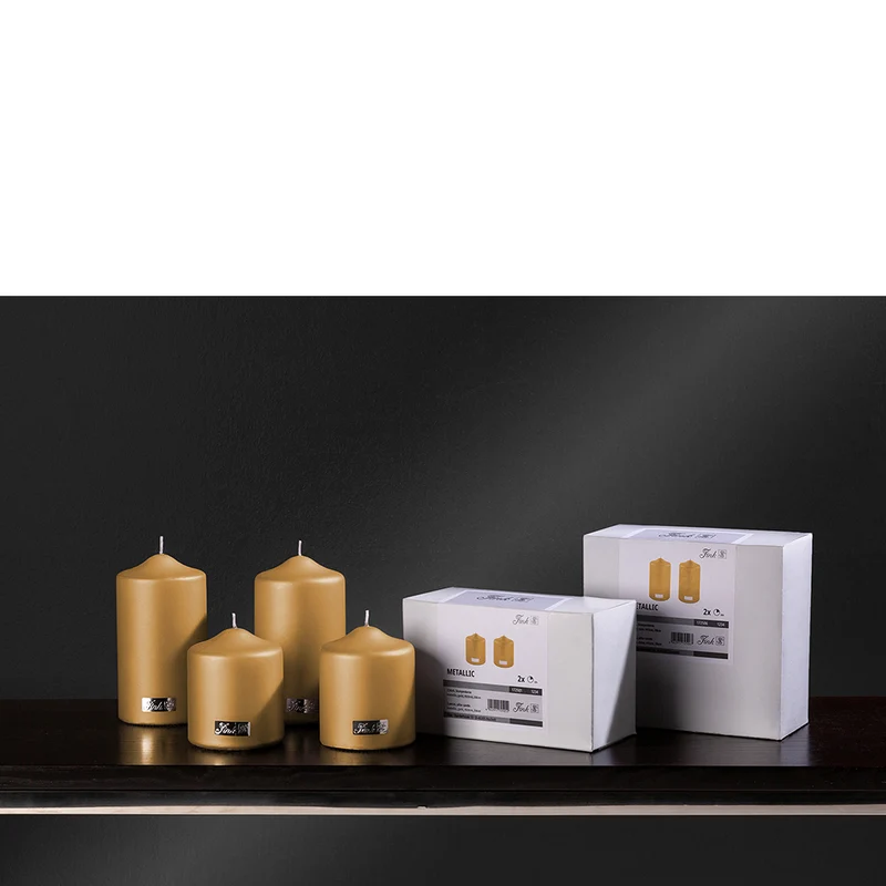 CANDLE metallic Stumpenkerze goldfarben