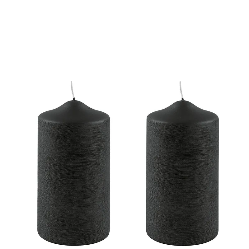 CANDLE metallic Stumpenkerze schwarz