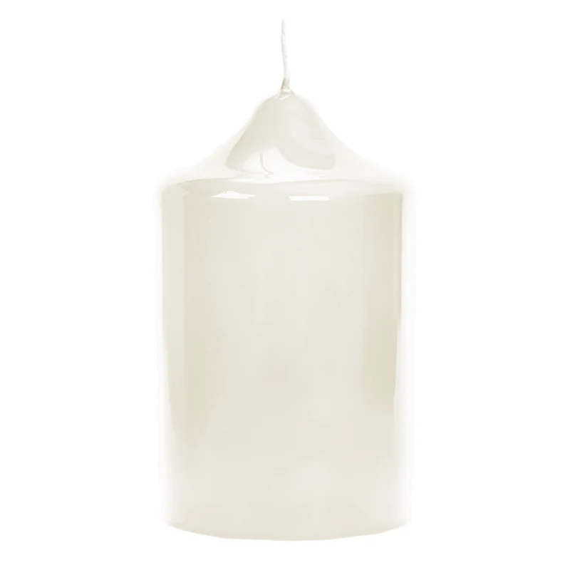 CANDLE gelackte Stumpenkerze creme