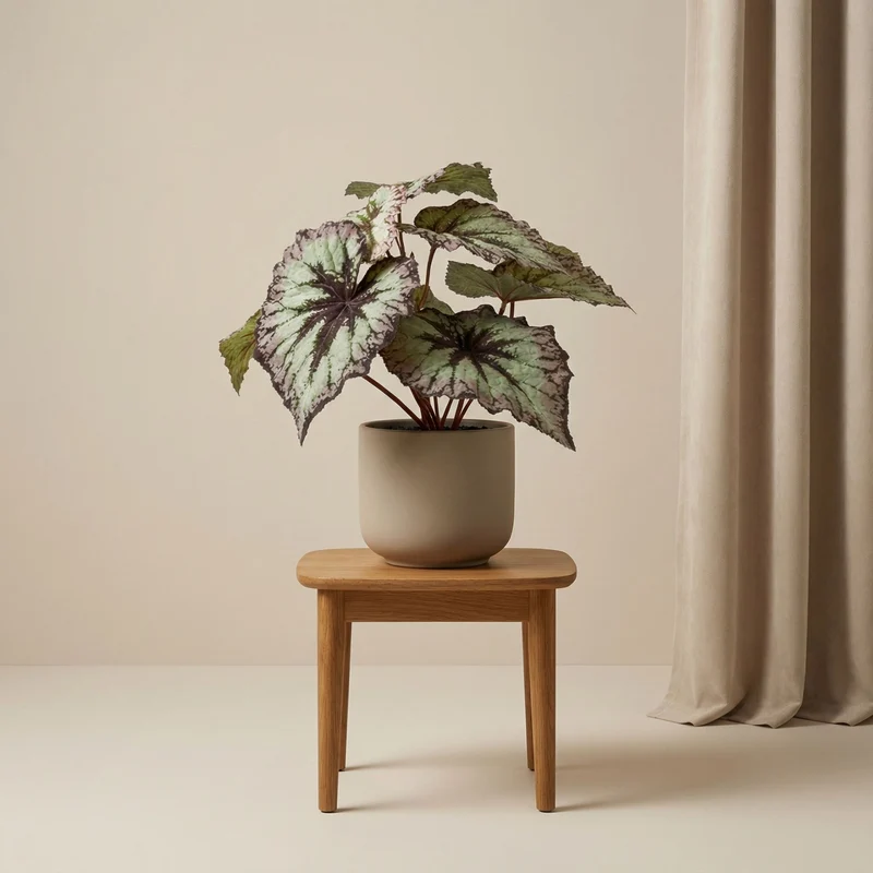 Begonia 26 cm - Potted - Grey Purple leaves - Artificial plant - UV - Indoor & Outdoor