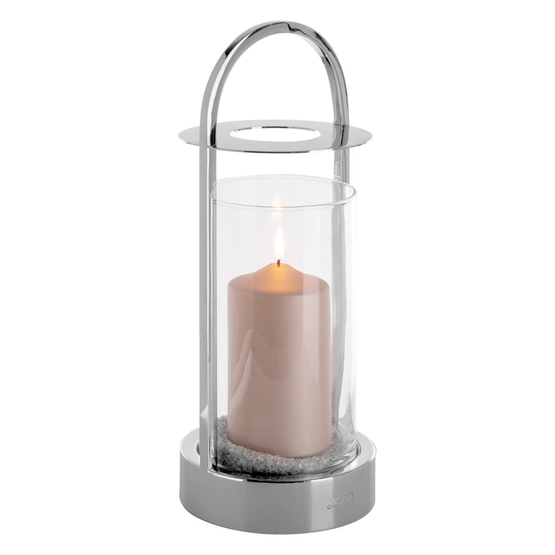 LAKIS Windlicht mit Glas silberfarben