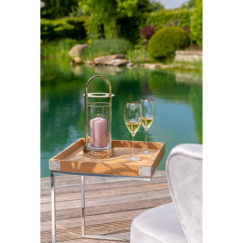 LAKIS Windlicht mit Glas silberfarben
