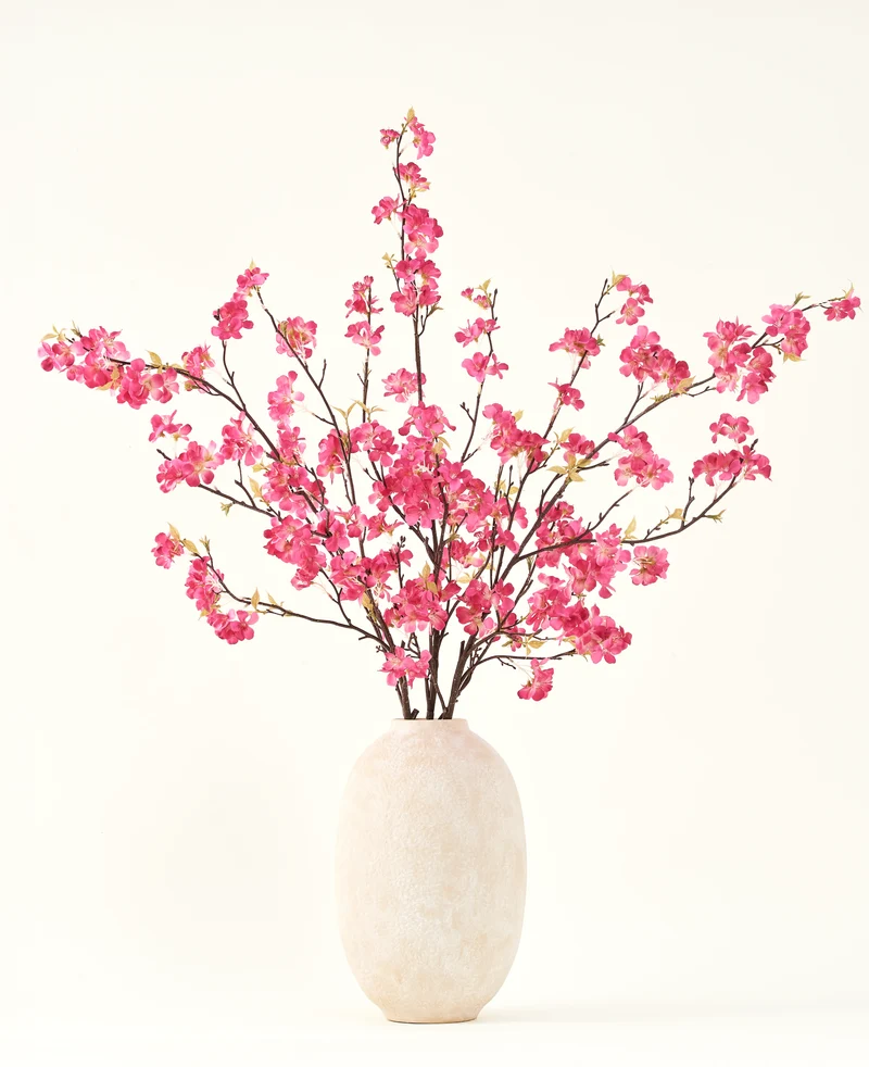 Zijden kunstbloemen boeket Kersenbloesem fuchsia 150 cm