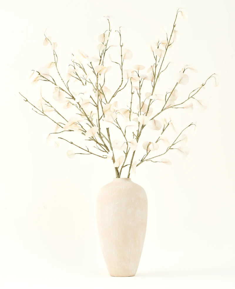 Zijden kunstbloemen boeket Eucalyptus crème