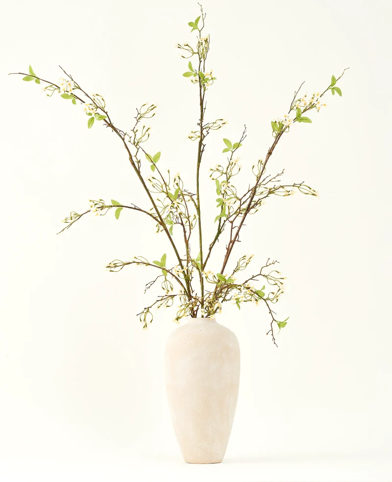 Zijden kunstbloemen boeket Verbena crème