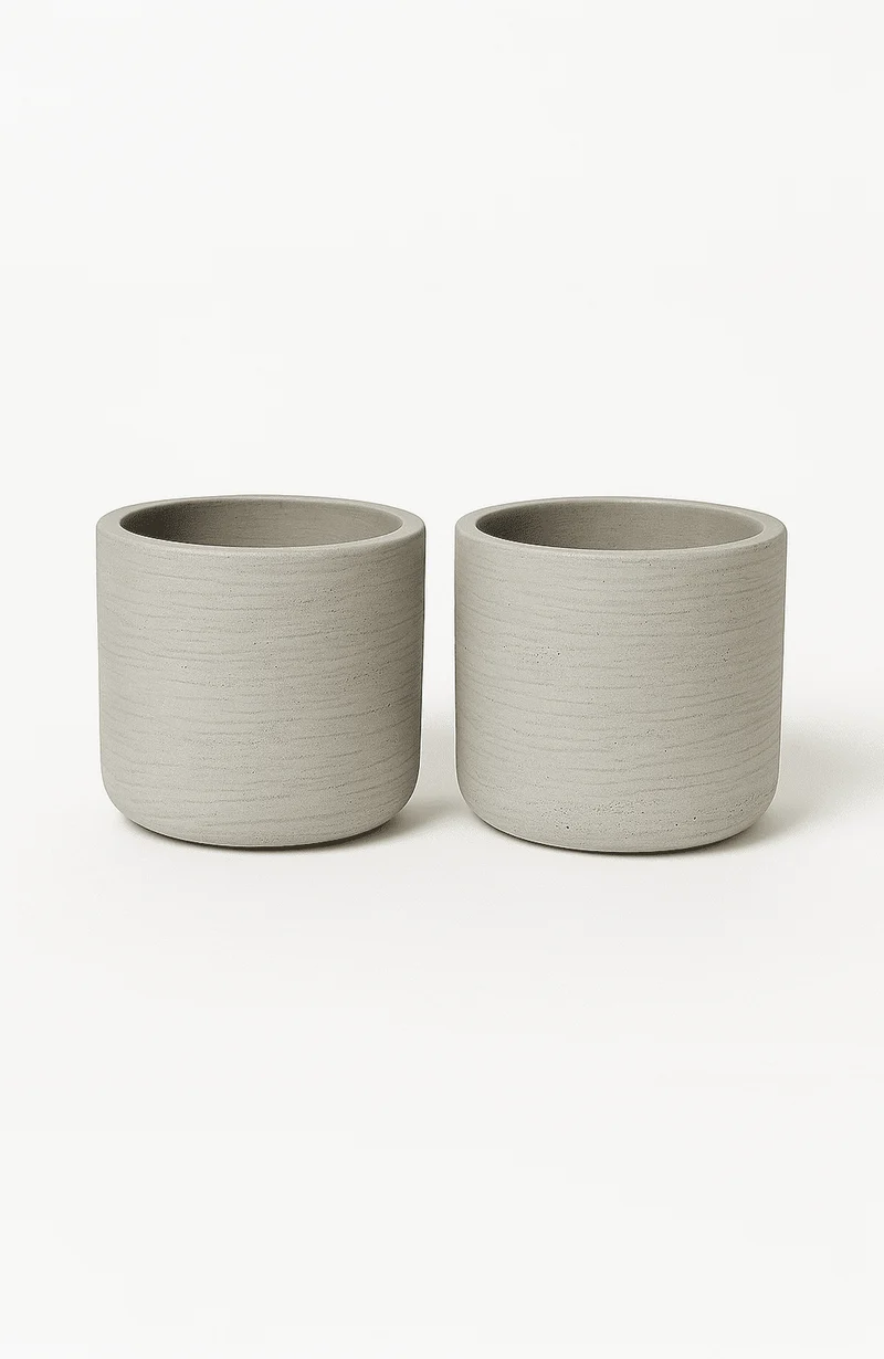 Übertöpfe Charlie Grau, 2er-Set Ø:18 cm aus glasfaserverstärktem Ton