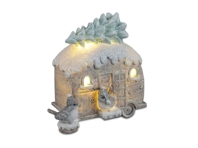 Wohnwagen "Winterzeit" mit LED Licht + Timer