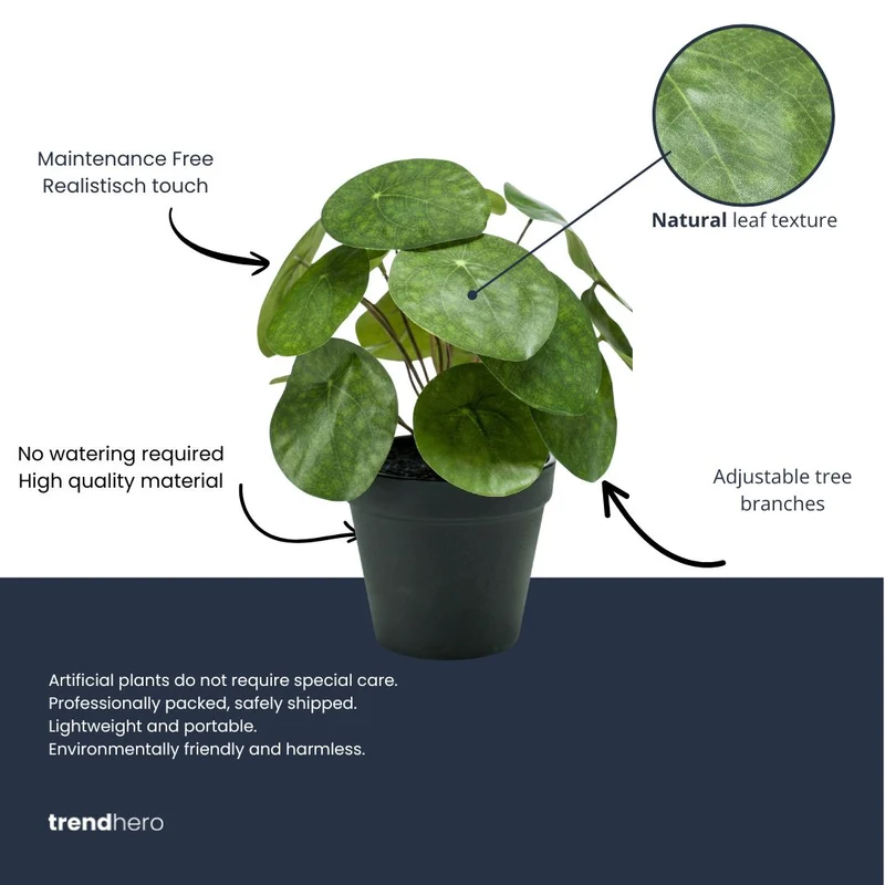 Pilea bush 25 cm in black pot - Artificial plant