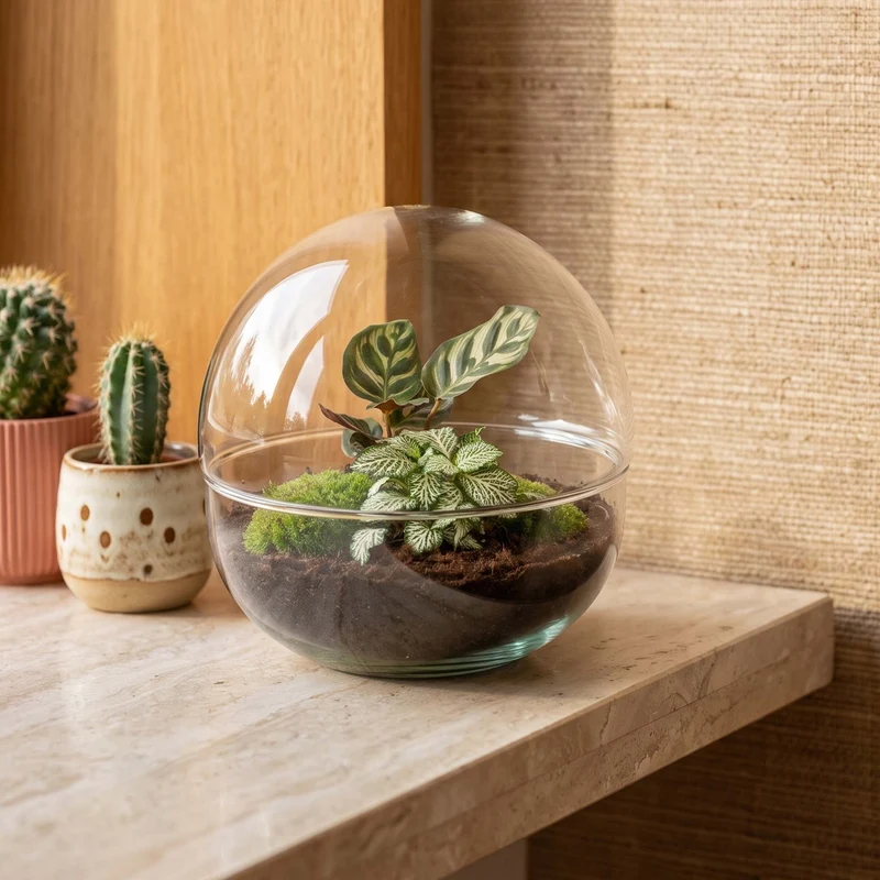 Dome - Two-part round glass terrarium - Bottle garden DIY kit - Ø 20 cm ↑ 20 cm