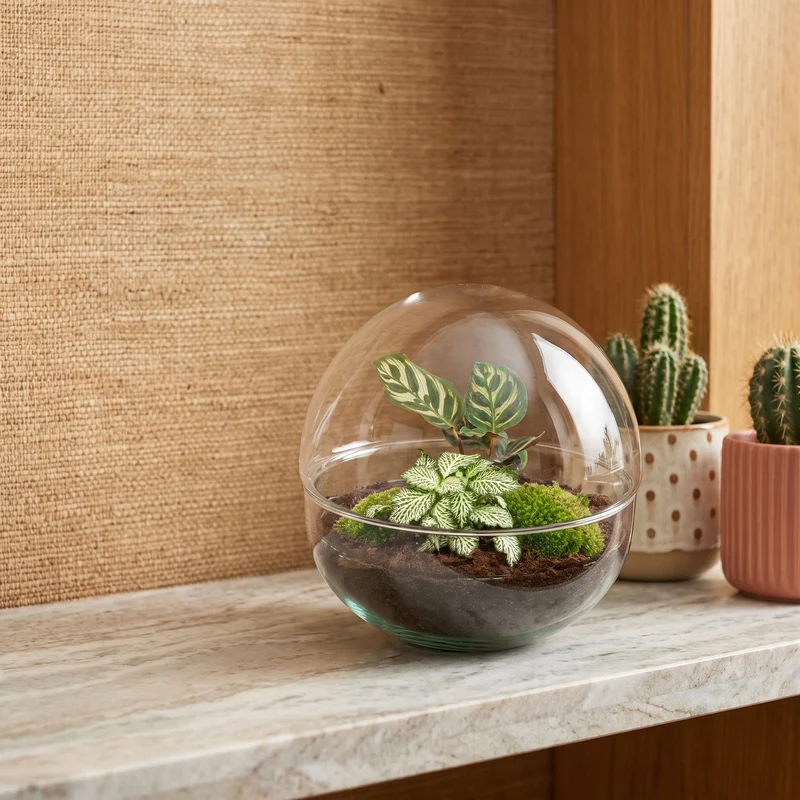 Dome - Two-part round glass terrarium - Bottle garden DIY kit - Ø 20 cm ↑ 20 cm