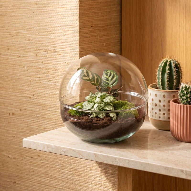 Dome - Two-part round glass terrarium - Bottle garden DIY kit - Ø 20 cm ↑ 20 cm