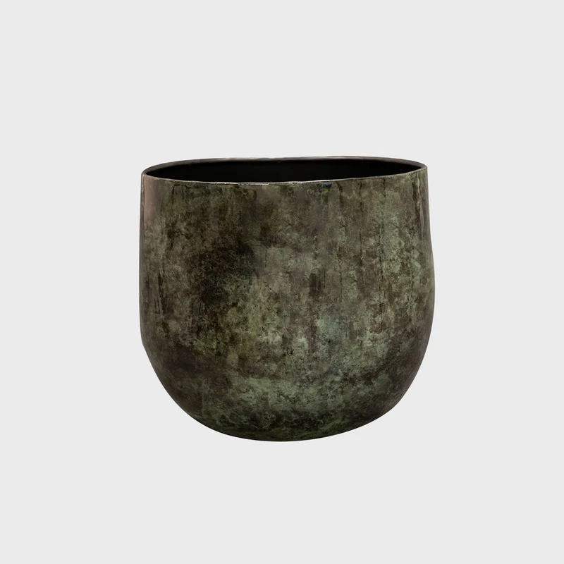 Metalltopf Marmoroptik Grün 19cm