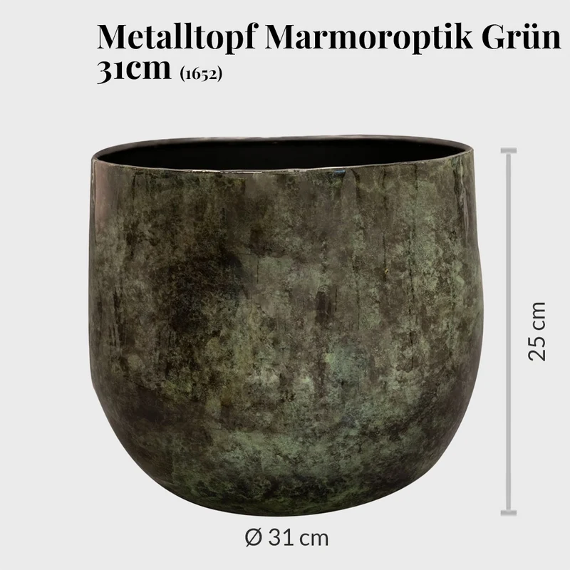 Metalltopf Marmoroptik Grün 31cm