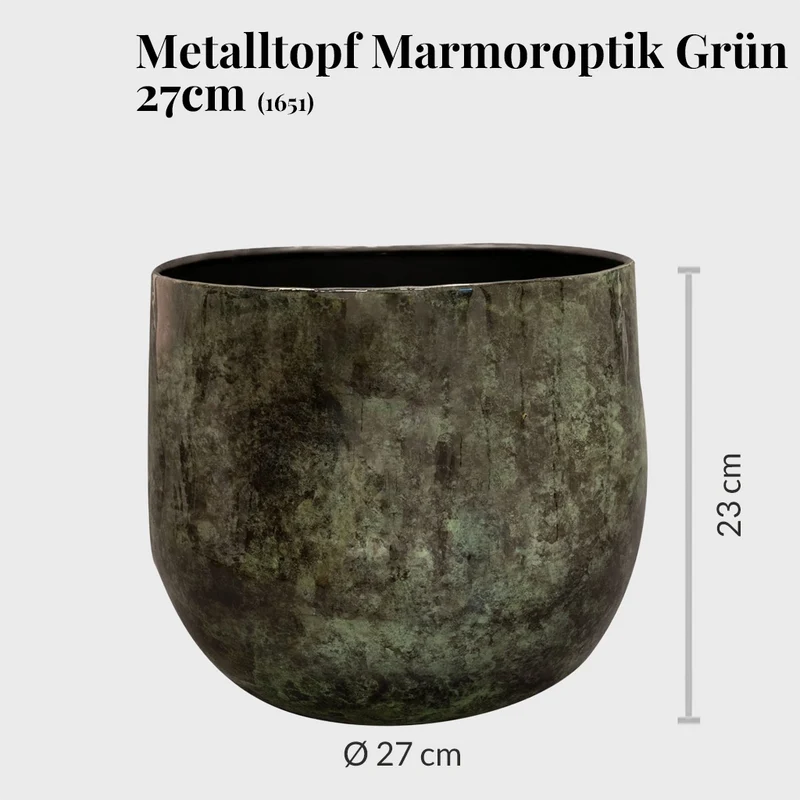 Metalltopf Marmoroptik Grün 27cm