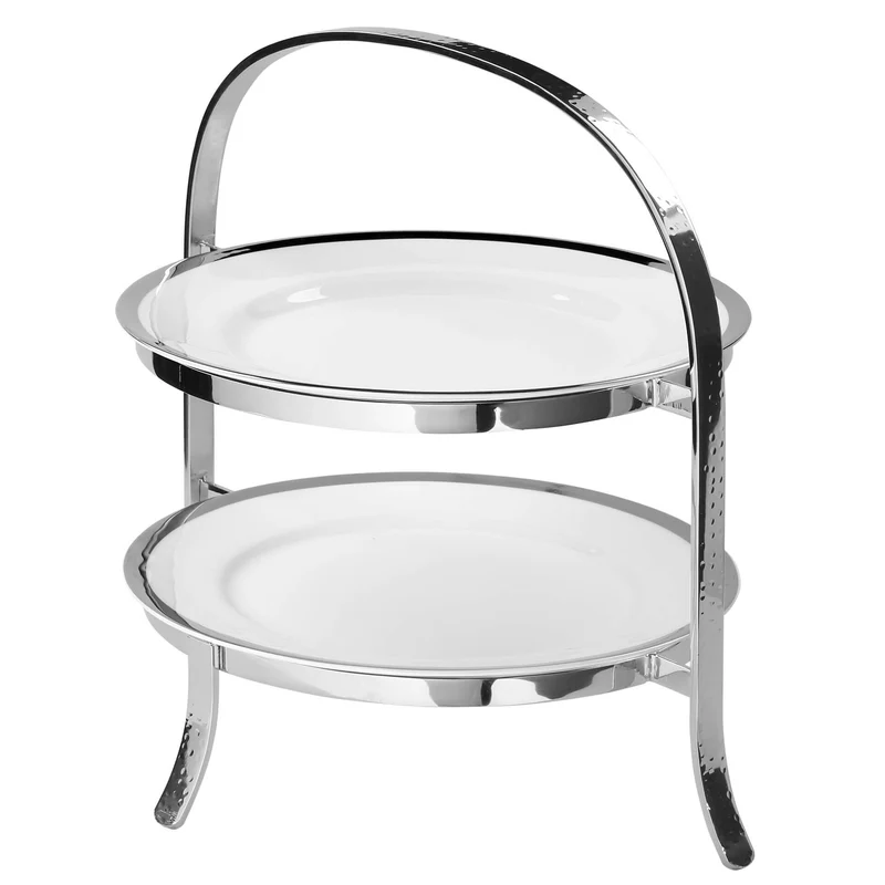 PLATE 2er Etagere für Teller silberfarben