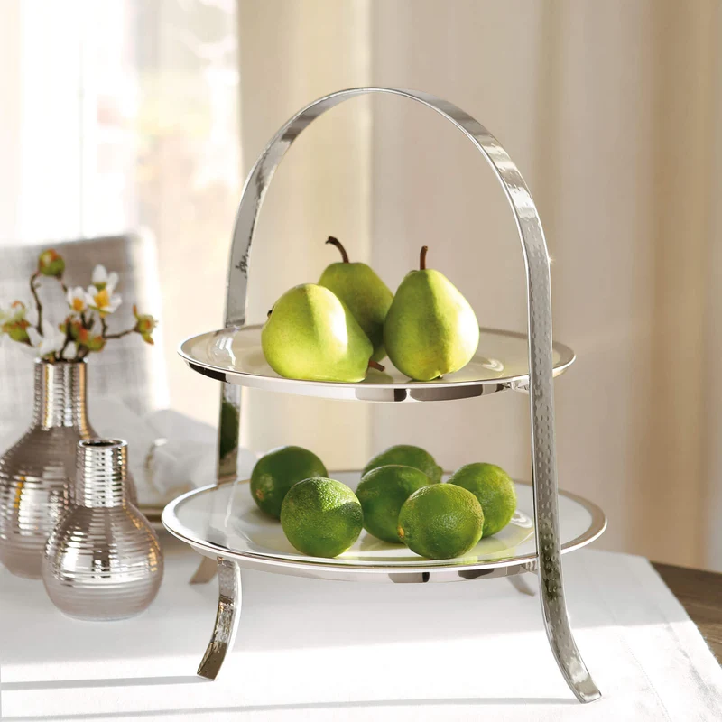 PLATE 2er Etagere für Teller silberfarben