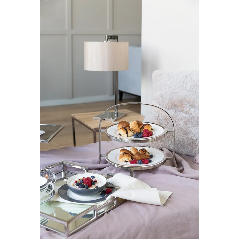 PLATE 2er Etagere für Teller silberfarben