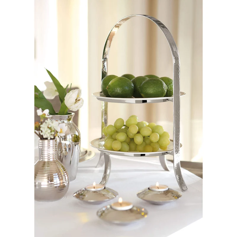 PLATE 2er Etagere für Teller silberfarben