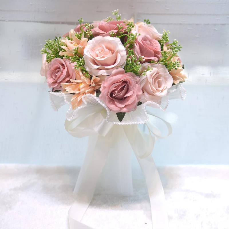 Eleganter Klassischer Rundstrauß mit Kunstrosen - Hochzeitsstrauß Braut, Perfekt für Vintage & Moderne Hochzeiten