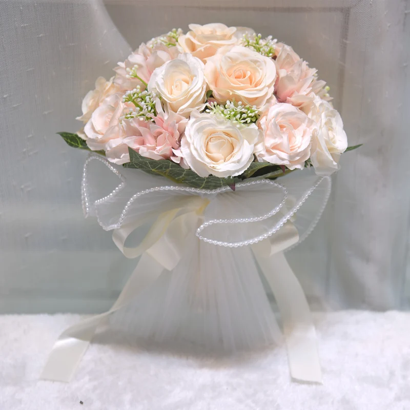 Eleganter Klassischer Rundstrauß mit Kunstrosen - Hochzeitsstrauß Braut, Perfekt für Vintage & Moderne Hochzeiten