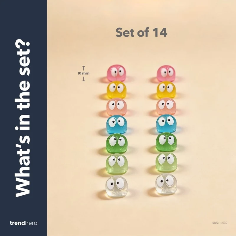 Minis - Set of 14 - Miniature Figurines - Glow in the dark - Multicolor - ↑ 1 cm