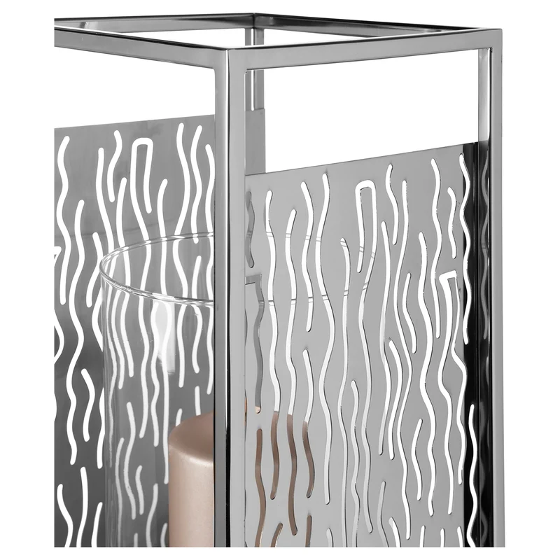 NICOSA Windlicht mit Glas silberfarben