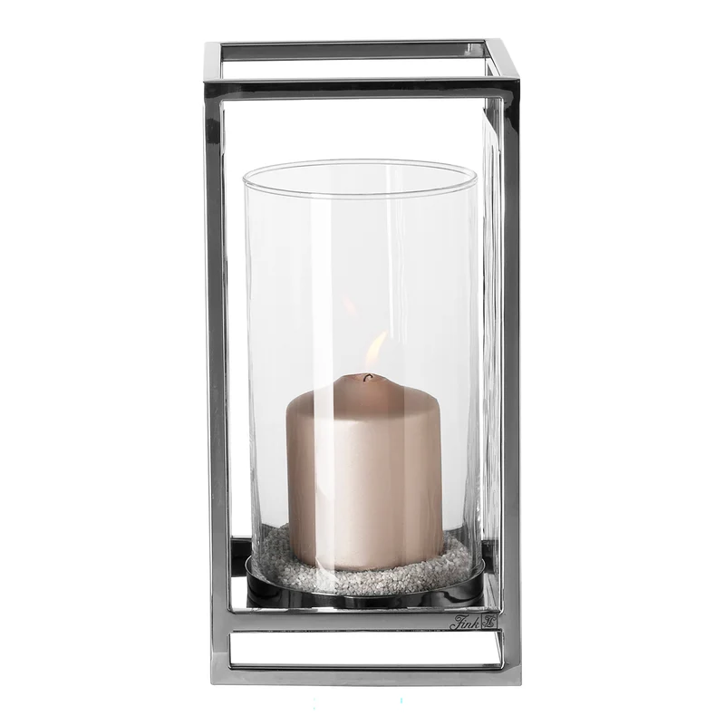 NICOSA Windlicht mit Glas silberfarben